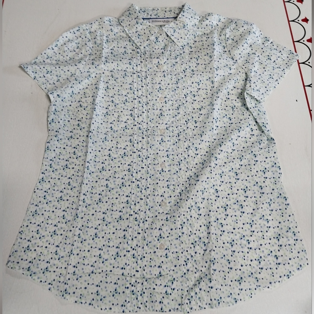 St. John's Bay Polka Dot Short Sleeve Button Down Shirt
